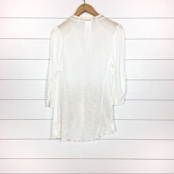 Tiny White Embroidered Sheer Shirt Anthropologie - Picture 2 of 6
